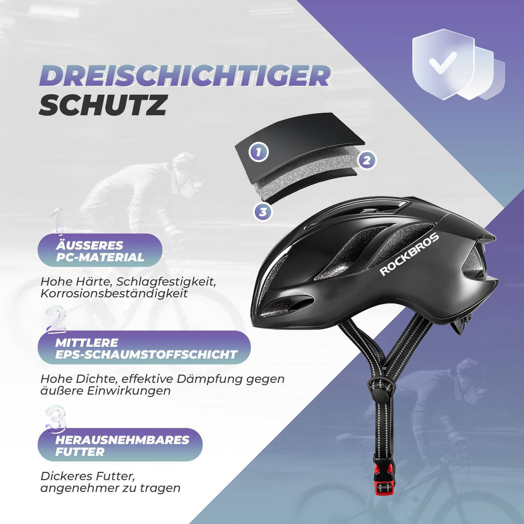 ROCKBROS Fahrradhelm 58-62cm Einstellbare Cityhelm Belüftung Unisex