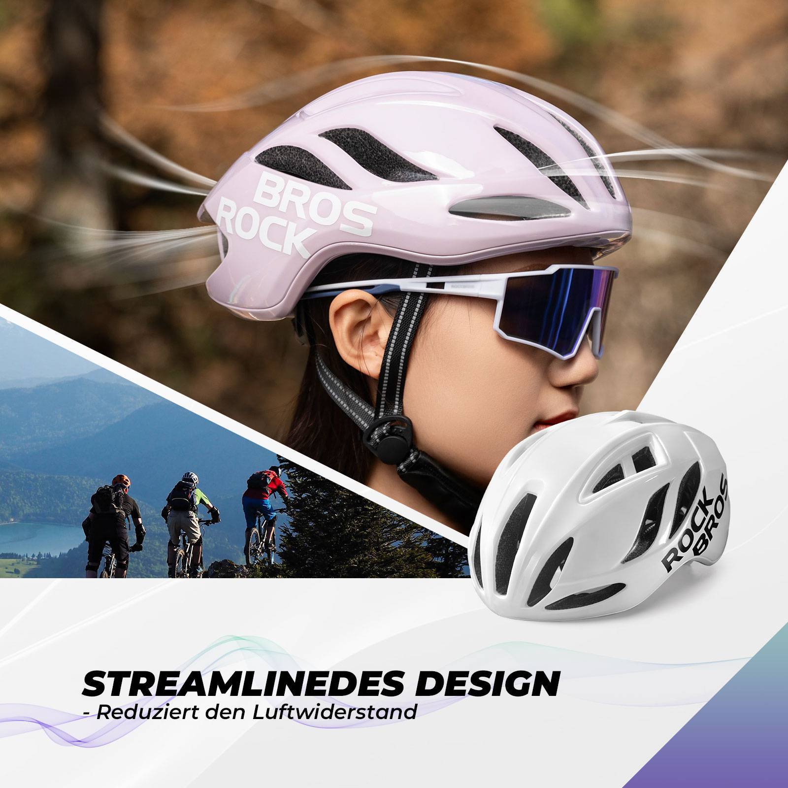 ROCKBROS Fahrradhelm 58-62cm Einstellbare Cityhelm Belüftung Unisex