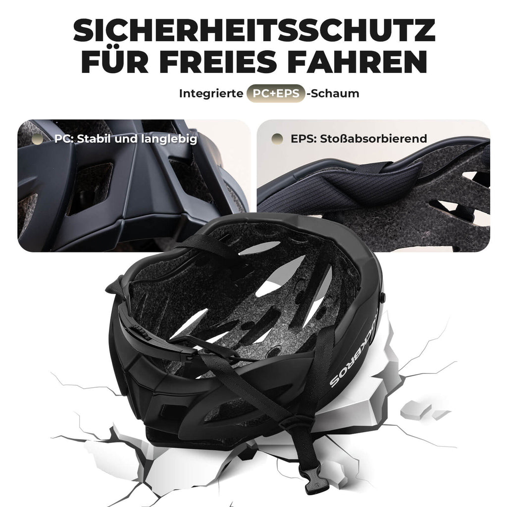 ROCKBROS Fahrradhelm Magnetischer Abnehmbarer MTB Helm mit Visier