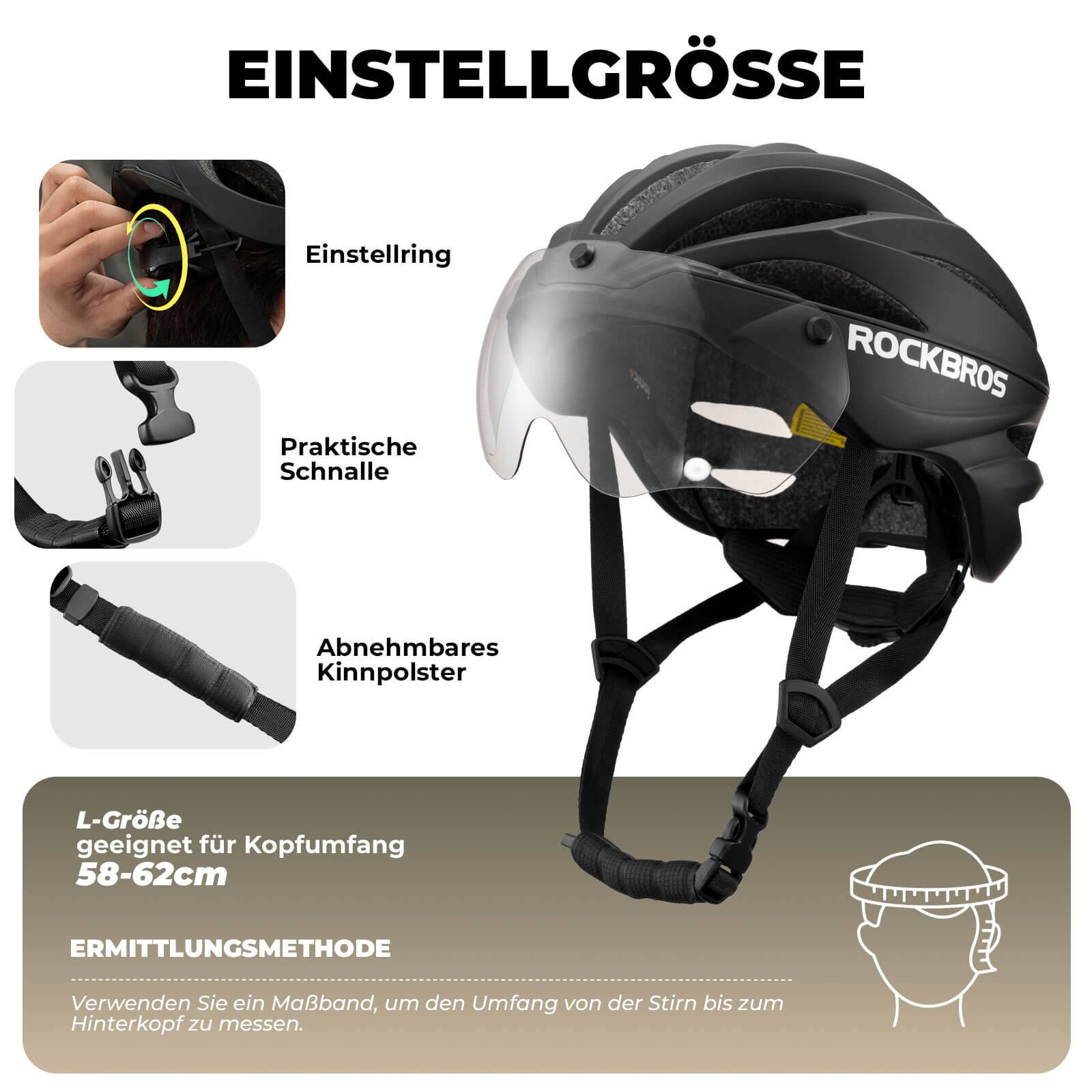 ROCKBROS Fahrradhelm Magnetischer Abnehmbarer MTB Helm mit Visier