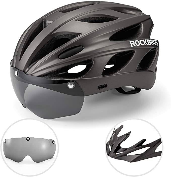 ROCKBROS Fahrradhelm mit integrierter abnehmbarer Magnetbrillen & Visier