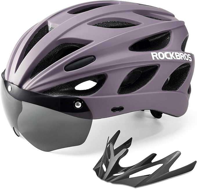 ROCKBROS Fahrradhelm mit integrierter abnehmbarer Magnetbrillen & Visier