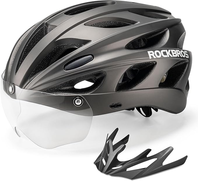 ROCKBROS Fahrradhelm mit integrierter abnehmbarer Magnetbrillen & Visier