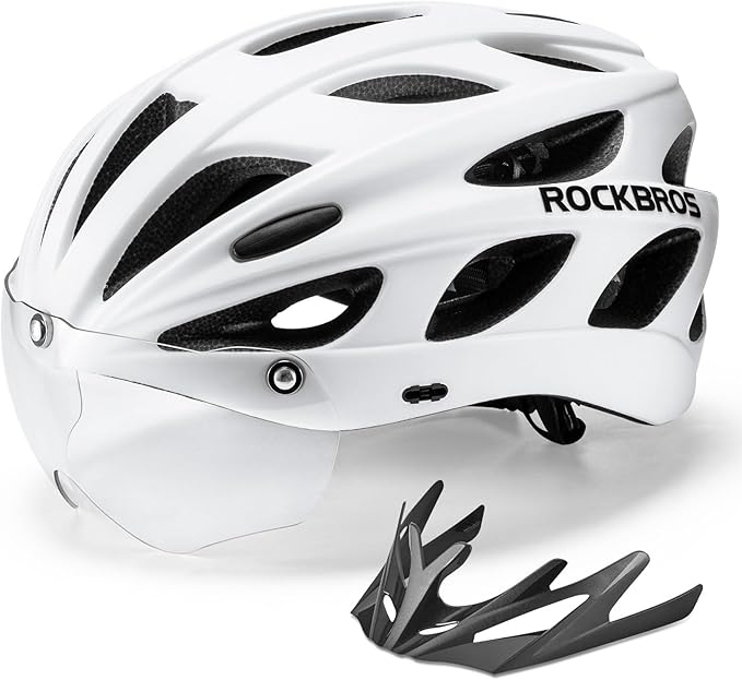 ROCKBROS Fahrradhelm mit integrierter abnehmbarer Magnetbrillen & Visier