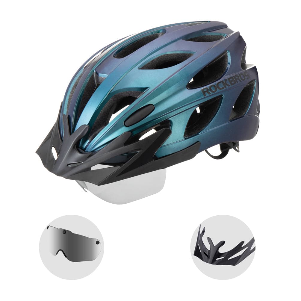 ROCKBROS Fahrradhelm mit integrierter abnehmbarer Magnetbrillen & Visier