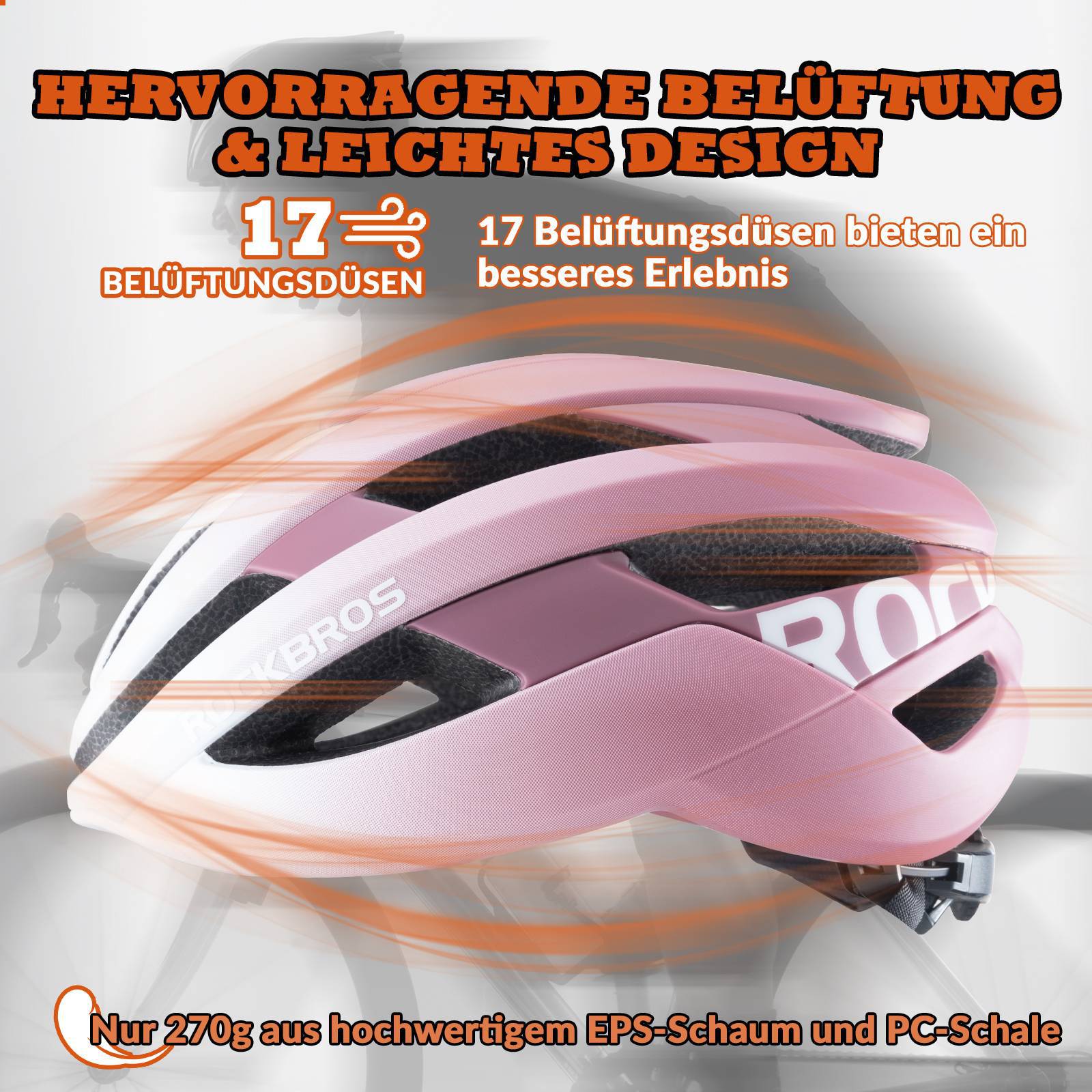 ROCKBROS Fahrradhelm Sport Mountainbike Schutzhelm Atmungsaktiv 54-58cm