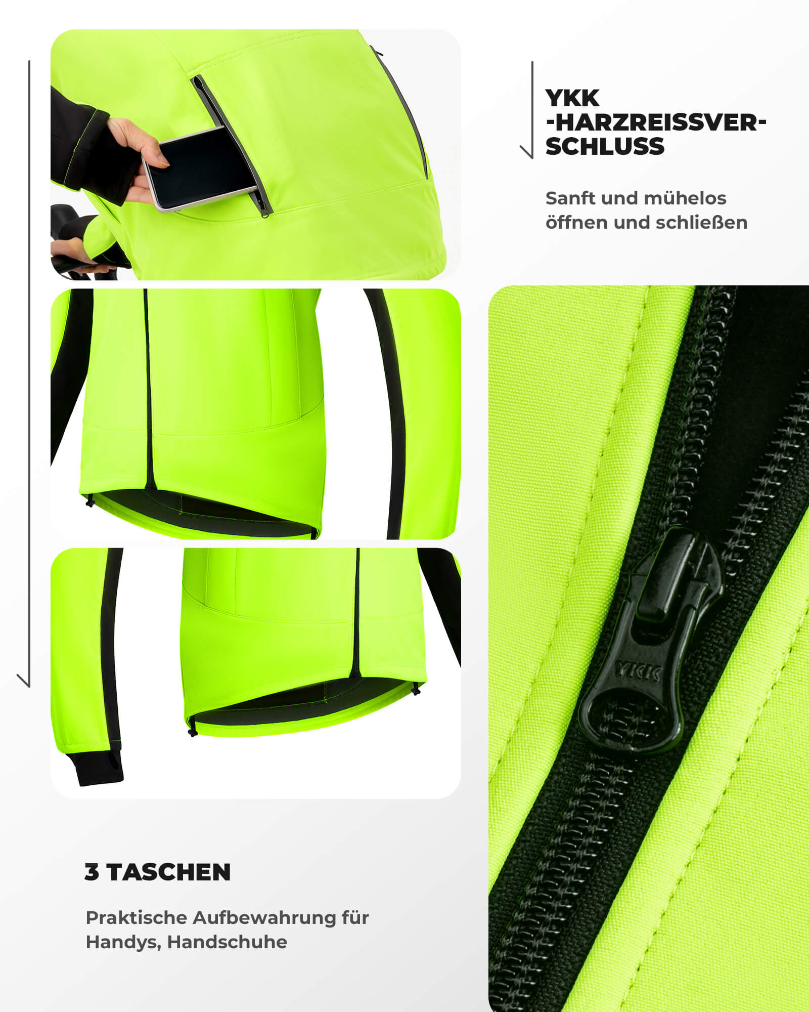ROCKBROS Fahrradjacke Winter Herren Radjacke Leuchtendes Grün