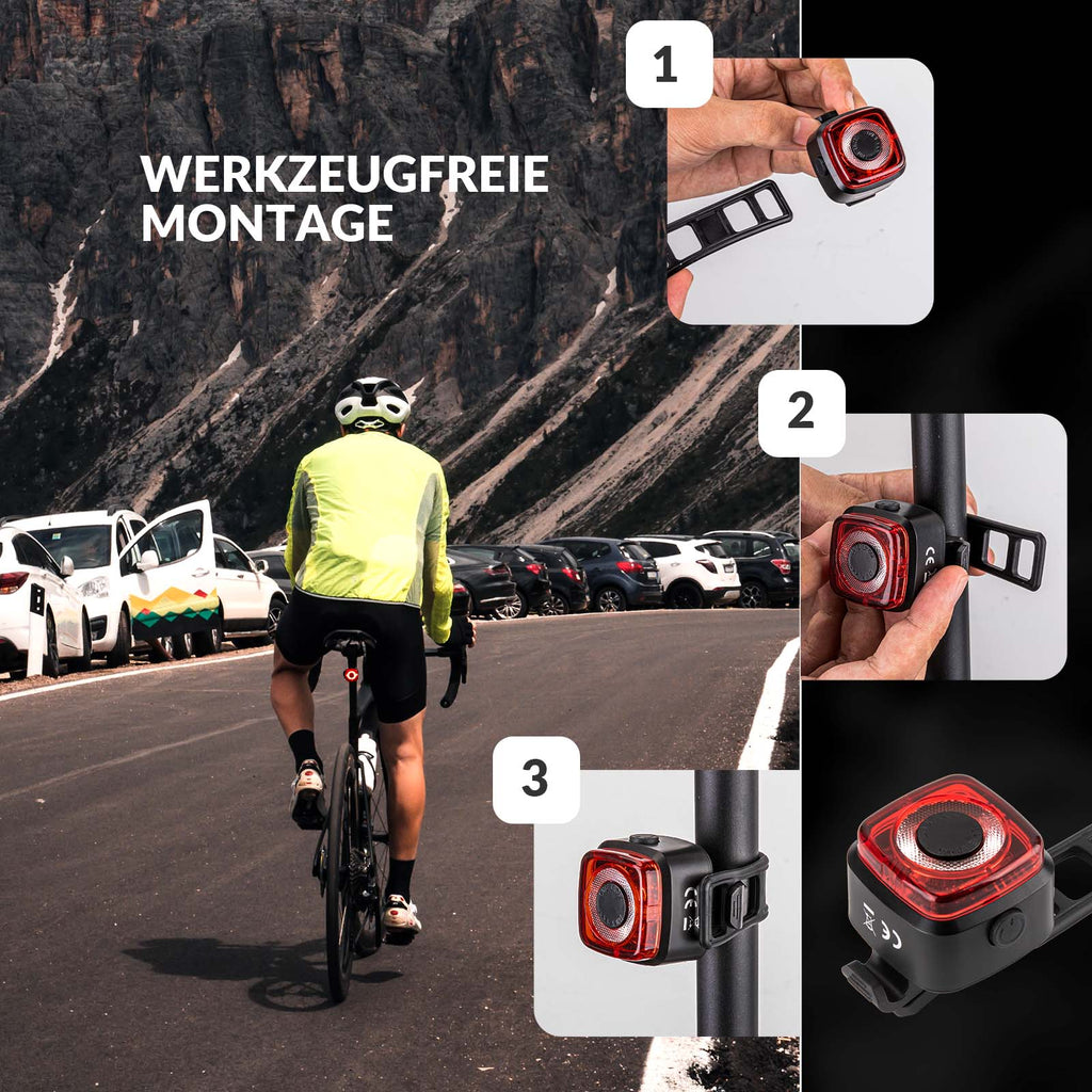 ROCKBROS Fahrradlicht IPX5 Wasserdicht Rücklicht Wiederaufladbar mit USB-C