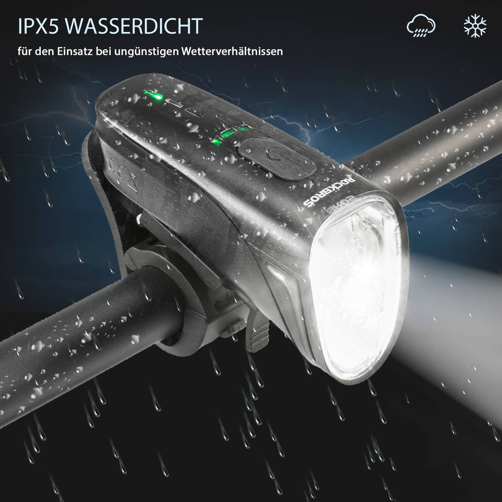 ROCKBROS Fahrradlicht Set USB Aufladbar Fahrrad Frontlicht & Rücklicht