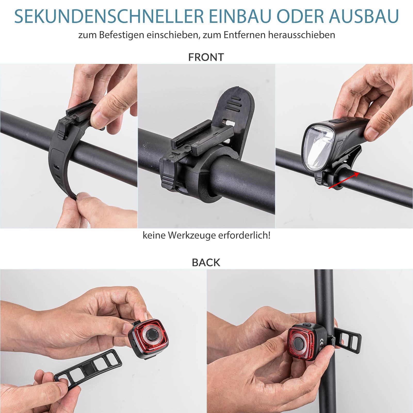 ROCKBROS Fahrradlicht Set USB Aufladbar Fahrrad Frontlicht & Rücklicht