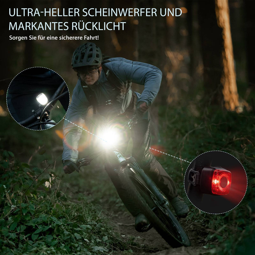 ROCKBROS Fahrradlicht Set USB Aufladbar Fahrrad Frontlicht & Rücklicht