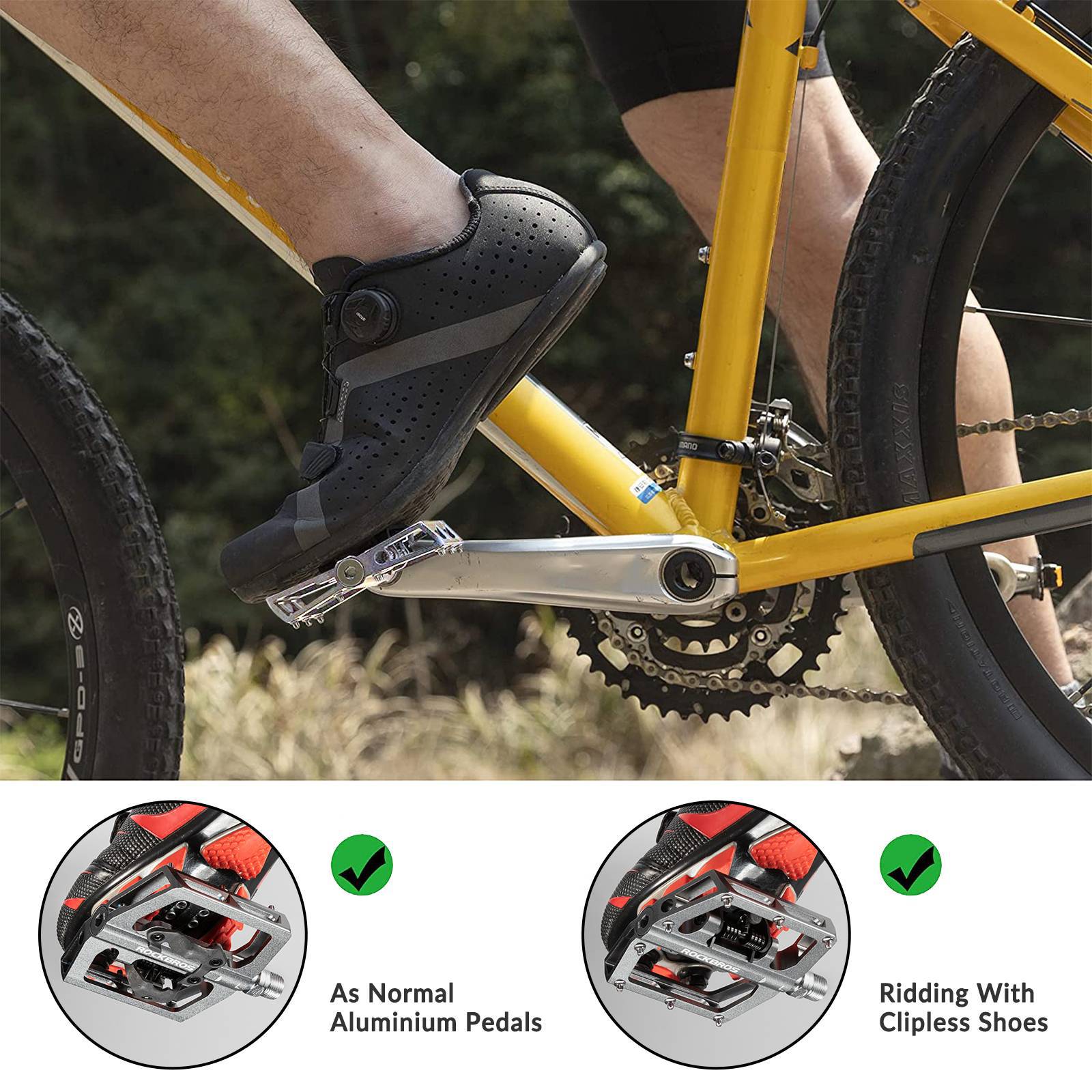 ROCKBROS Fahrradpedale Alu 2 in 1 SPD Pedale für MTB Rennrad Stadtrad