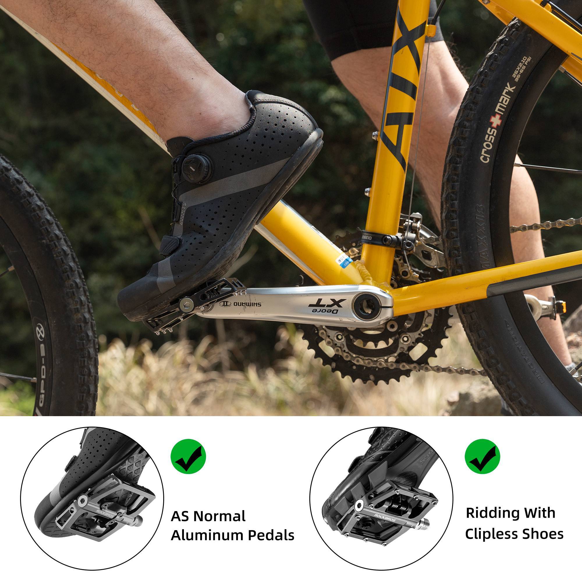 ROCKBROS Fahrradpedale Alu 2 in 1 SPD Pedale für MTB Rennrad Stadtrad