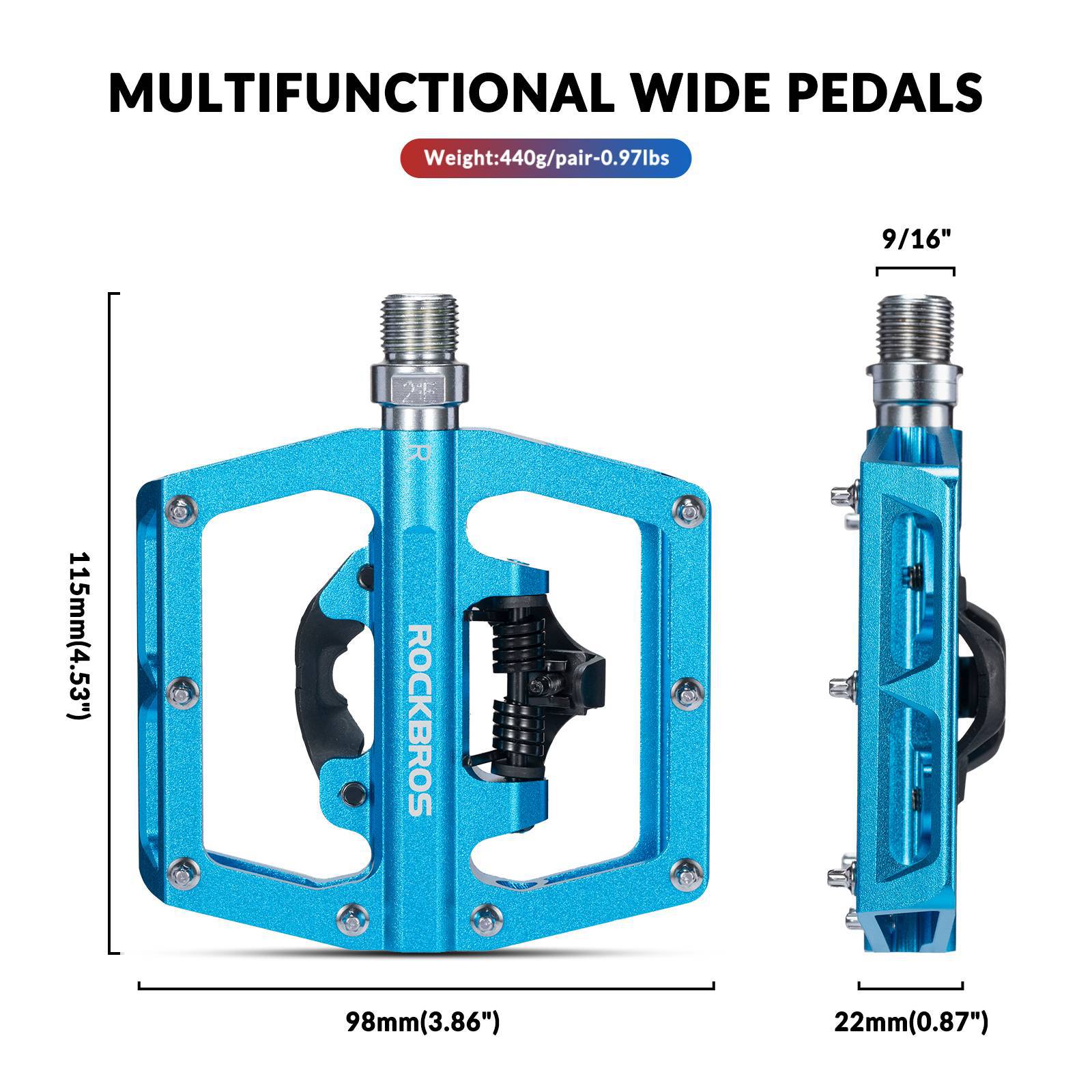 ROCKBROS Fahrradpedale Alu 2 in 1 SPD Pedale für MTB Rennrad Stadtrad