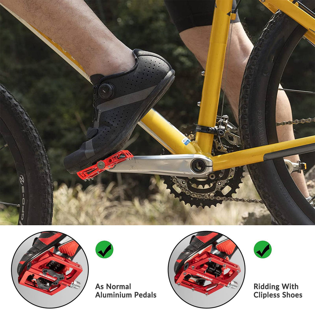 ROCKBROS Fahrradpedale Alu 2 in 1 SPD Pedale für MTB Rennrad Stadtrad