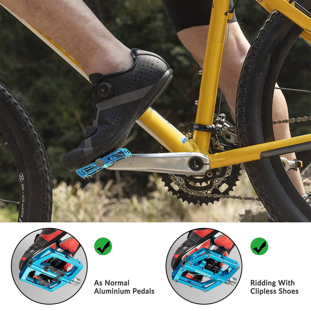 ROCKBROS Fahrradpedale Alu 2 in 1 SPD Pedale für MTB Rennrad Stadtrad