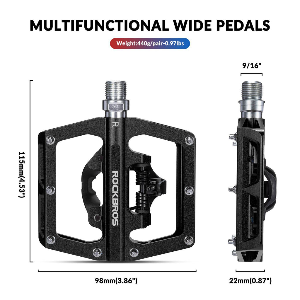 ROCKBROS Fahrradpedale Alu 2 in 1 SPD Pedale für MTB Rennrad Stadtrad