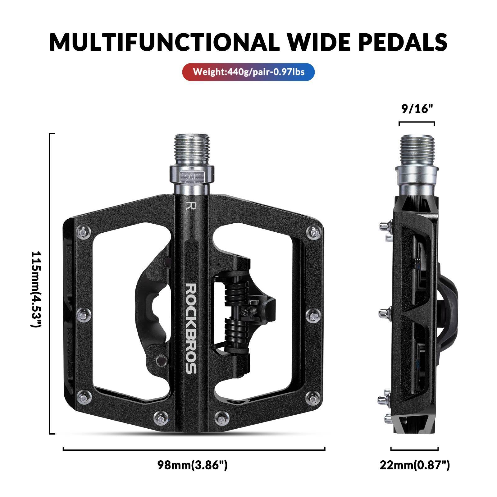 ROCKBROS Fahrradpedale Alu 2 in 1 SPD Pedale für MTB Rennrad Stadtrad