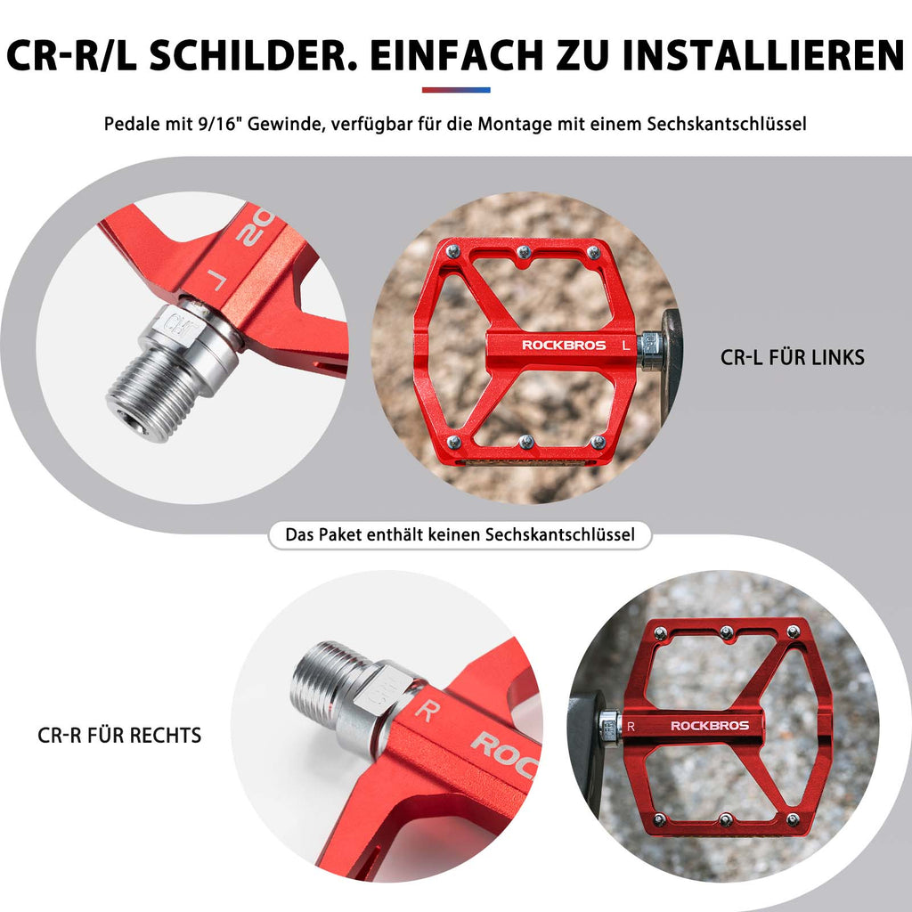 ROCKBROS Fahrradpedale mit Reflektoren aus Aluminiumlegierung 9/16 Zoll