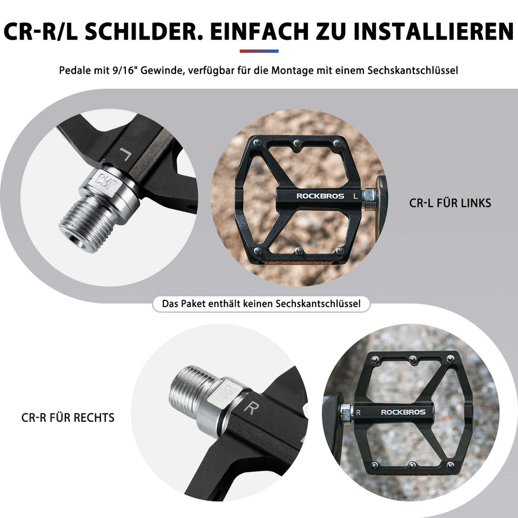 ROCKBROS Fahrradpedale mit Reflektoren aus Aluminiumlegierung 9/16 Zoll