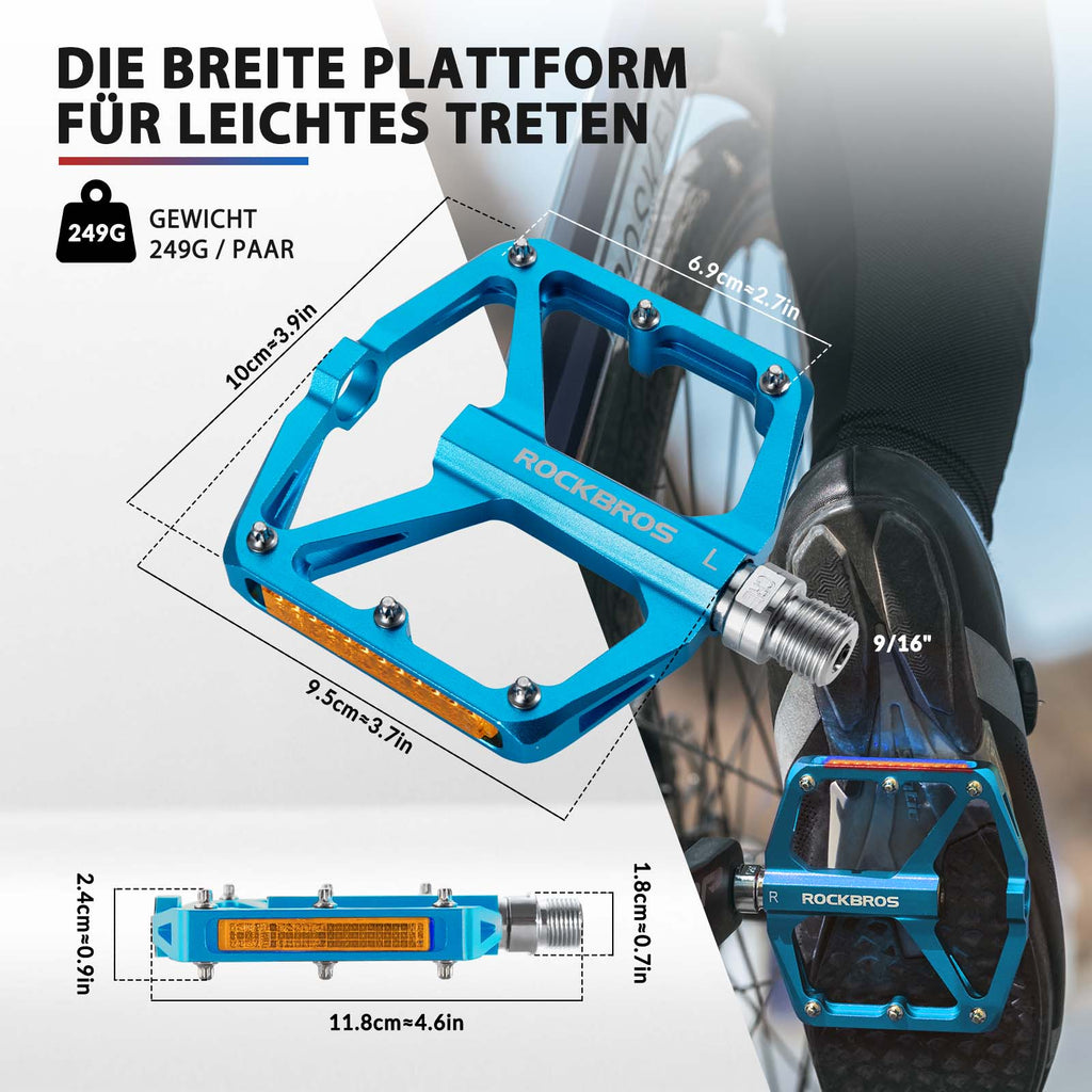 ROCKBROS Fahrradpedale mit Reflektoren aus Aluminiumlegierung 9/16 Zoll