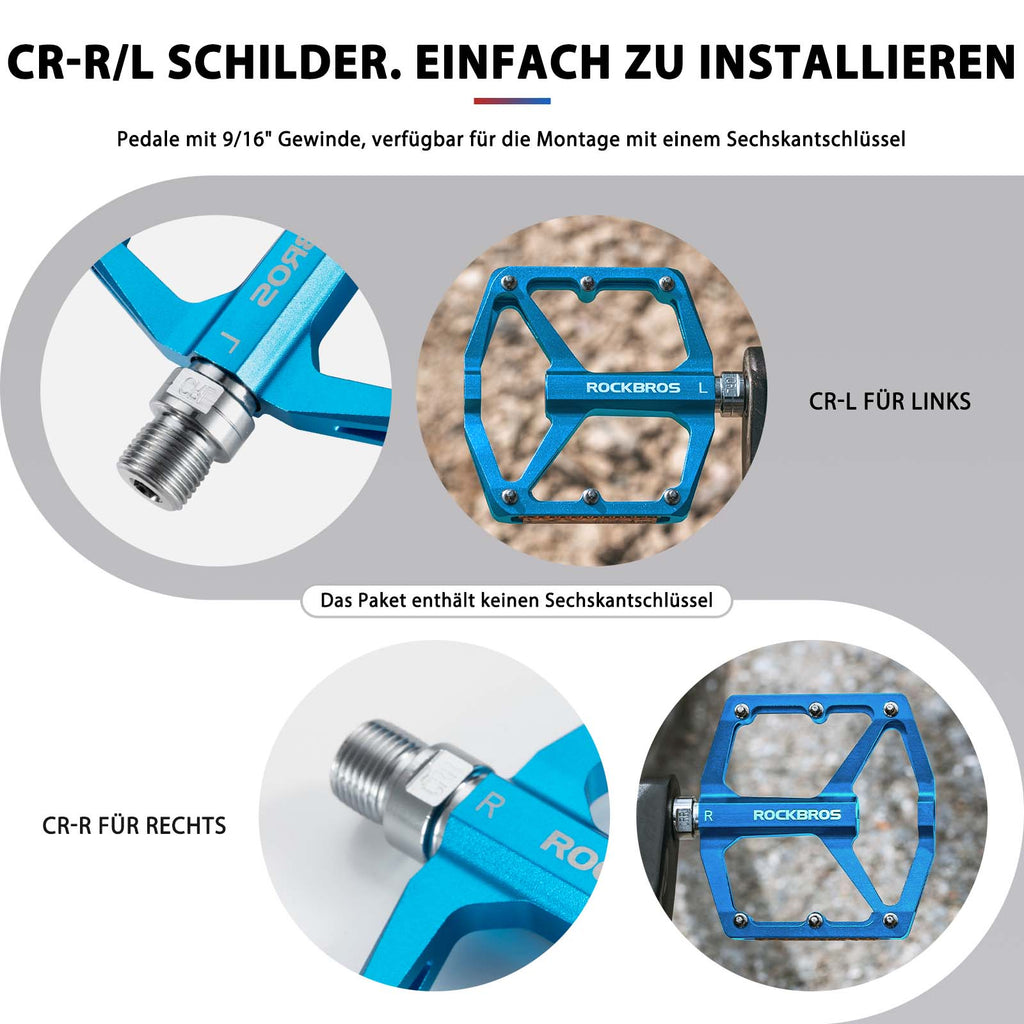 ROCKBROS Fahrradpedale mit Reflektoren aus Aluminiumlegierung 9/16 Zoll