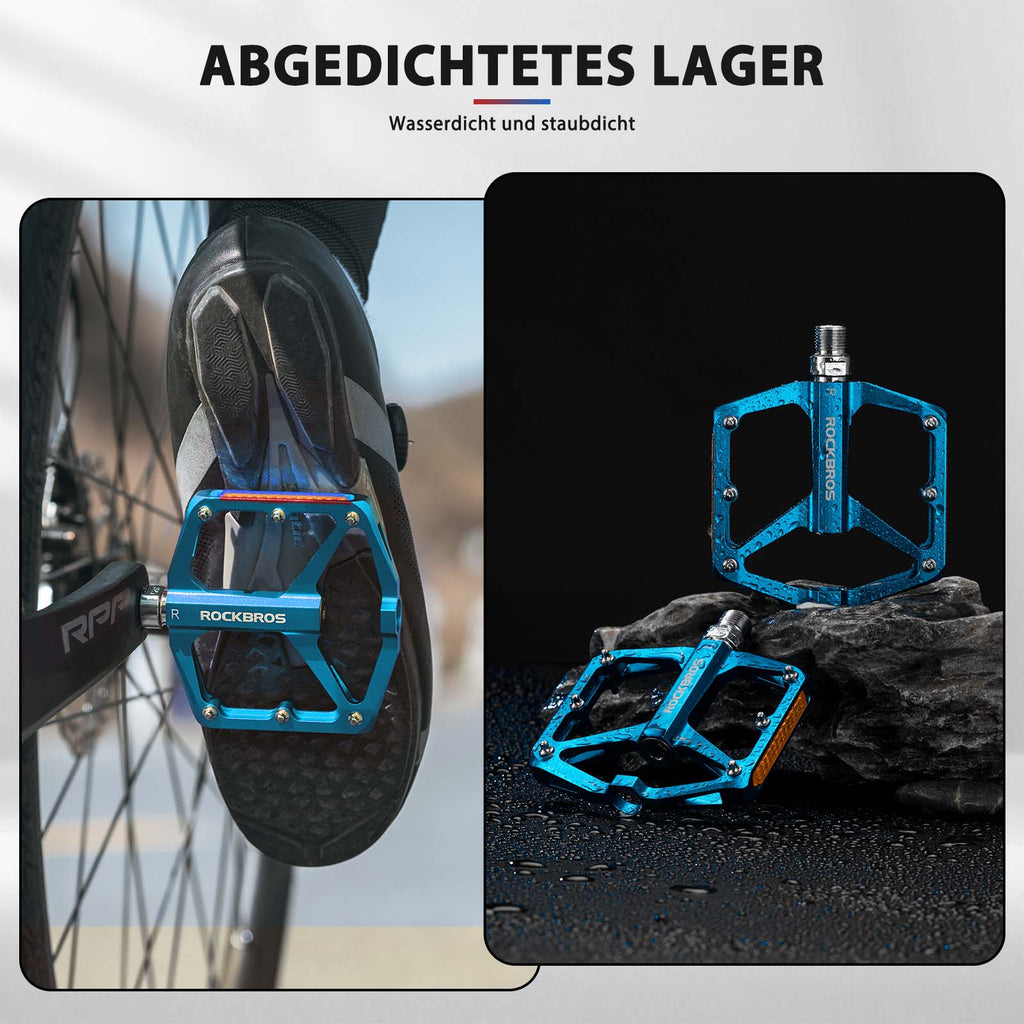 ROCKBROS Fahrradpedale mit Reflektoren aus Aluminiumlegierung 9/16 Zoll