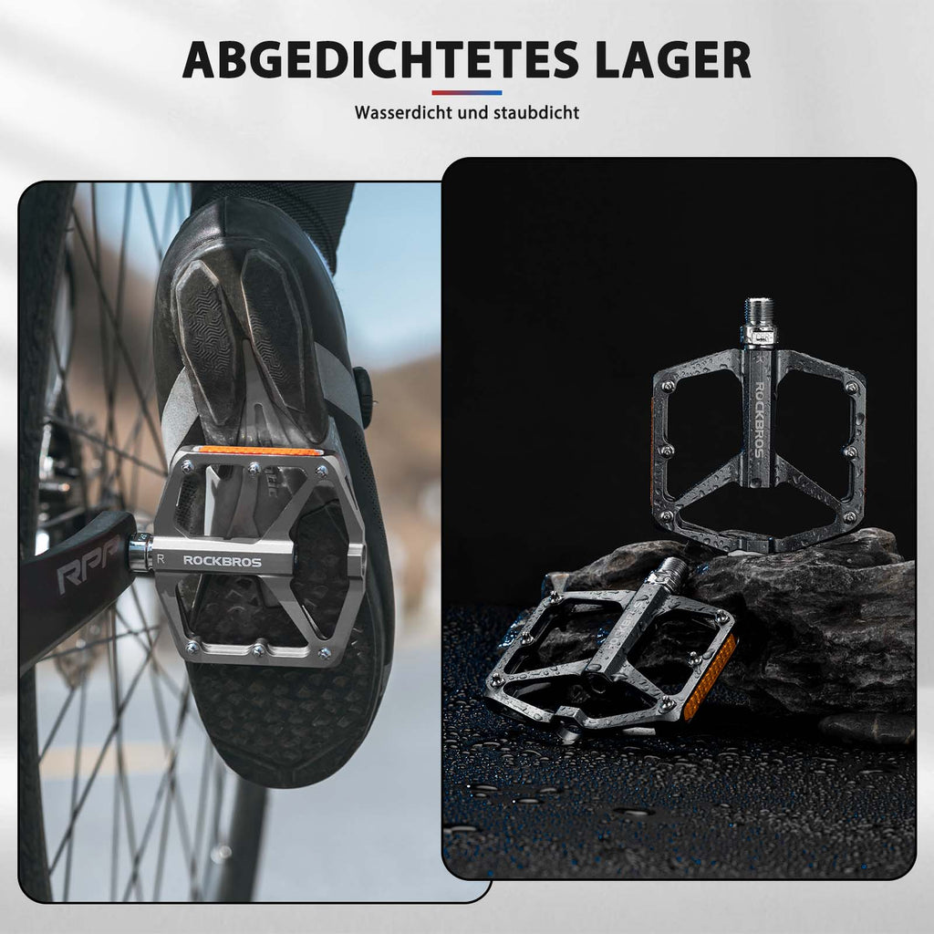 ROCKBROS Fahrradpedale mit Reflektoren aus Aluminiumlegierung 9/16 Zoll