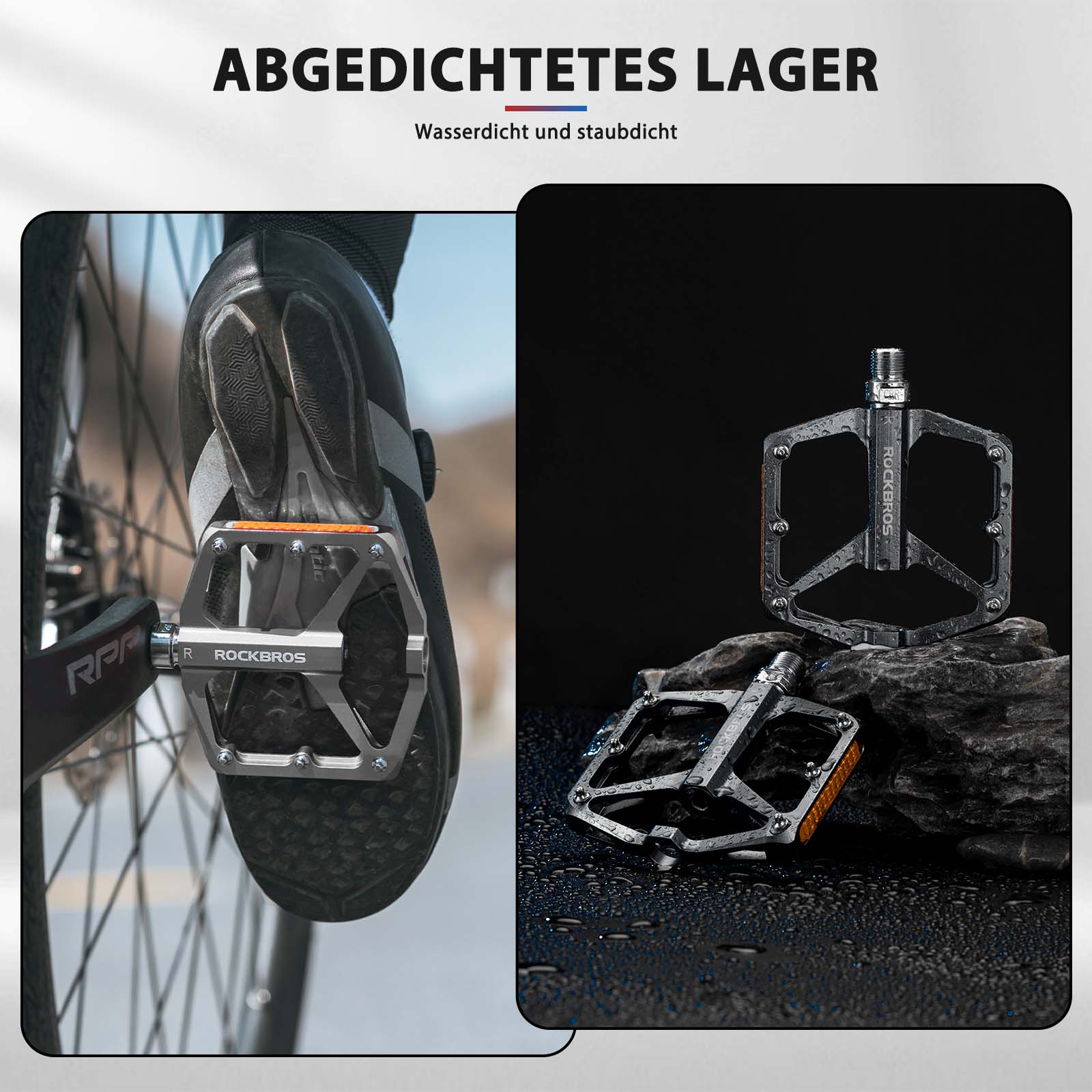 ROCKBROS Fahrradpedale mit Reflektoren aus Aluminiumlegierung 9/16 Zoll