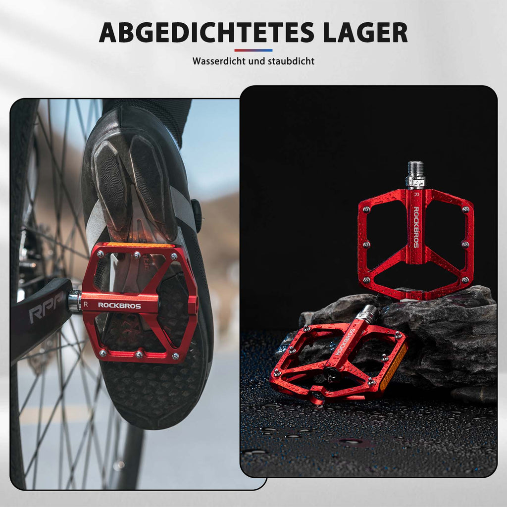 ROCKBROS Fahrradpedale mit Reflektoren aus Aluminiumlegierung 9/16 Zoll