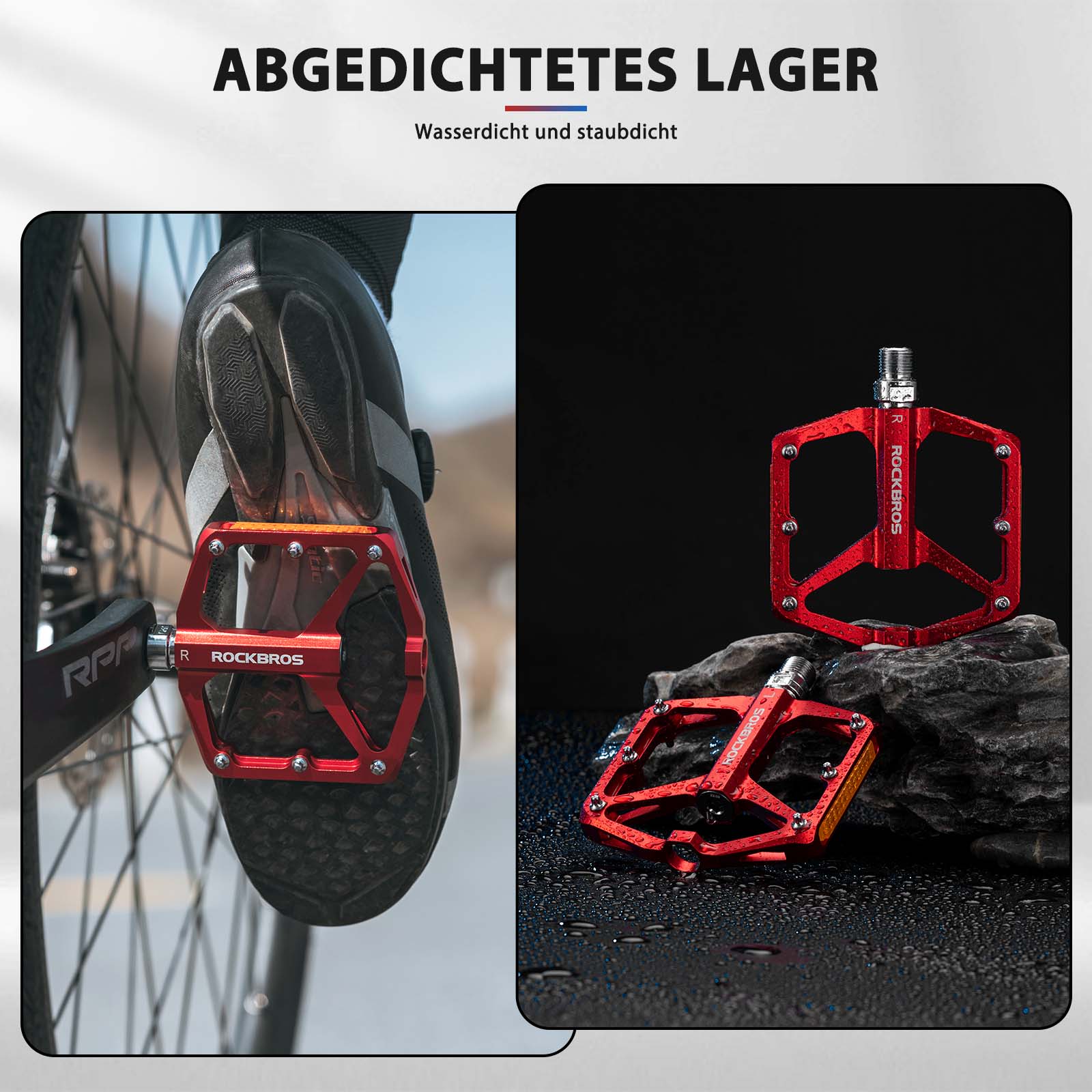 ROCKBROS Fahrradpedale mit Reflektoren aus Aluminiumlegierung 9/16 Zoll