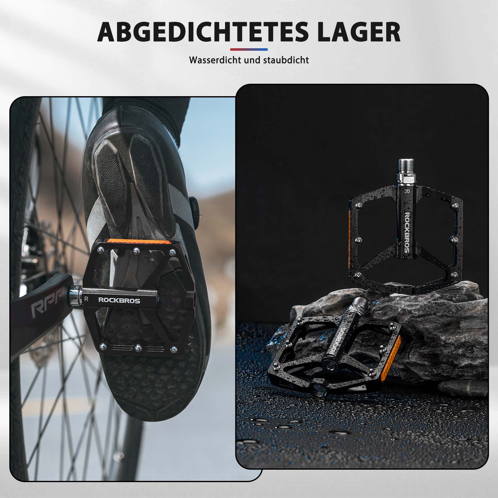 ROCKBROS Fahrradpedale mit Reflektoren aus Aluminiumlegierung 9/16 Zoll