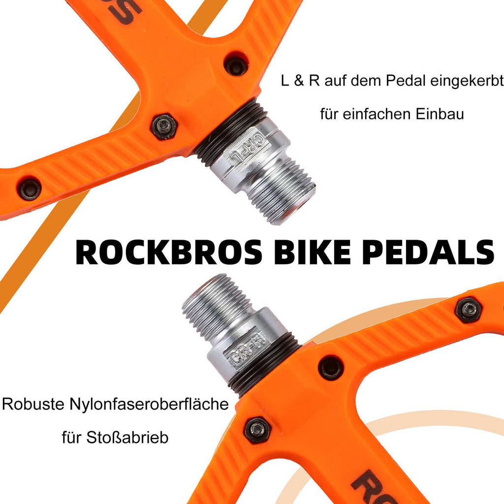 ROCKBROS Fahrradpedale Nylon Flat Pedale 9/16 Zoll mit 3 Bearing
