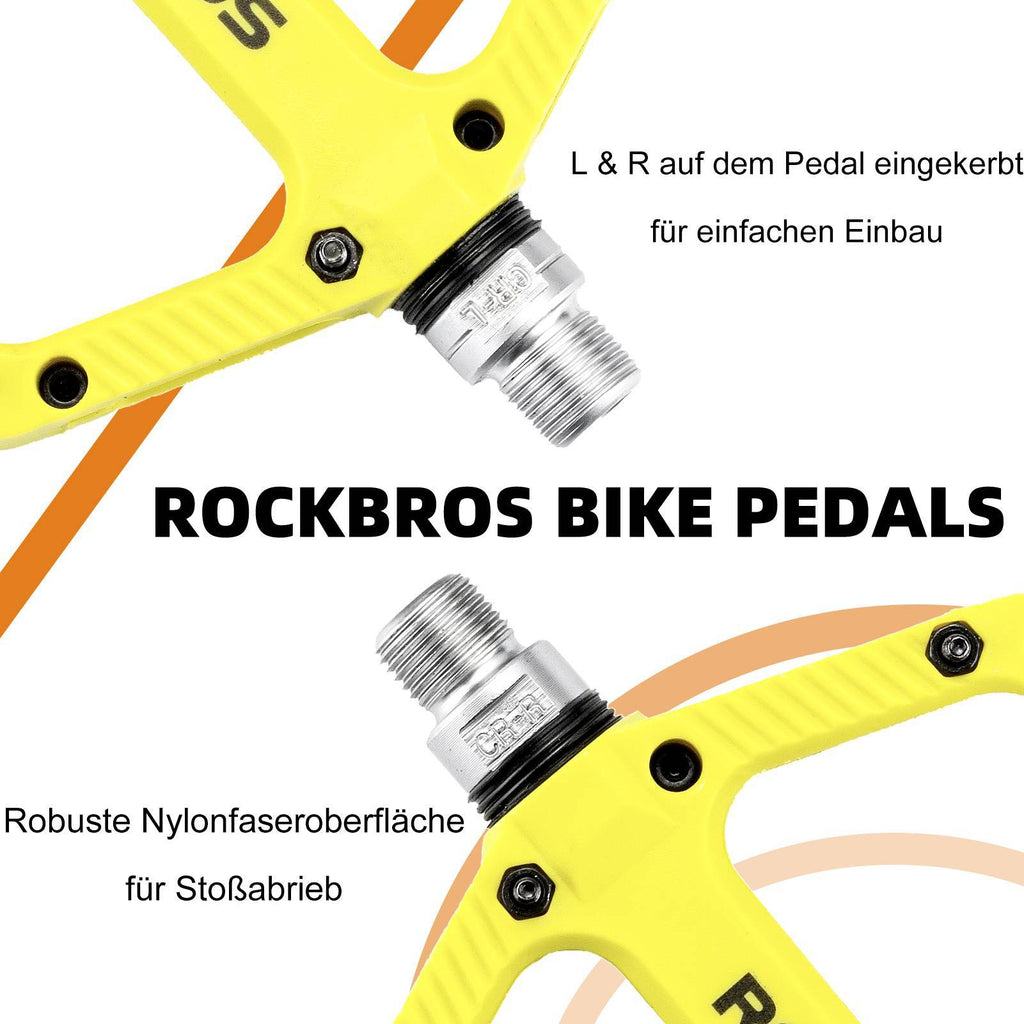 ROCKBROS Fahrradpedale Nylon Flat Pedale 9/16 Zoll mit 3 Bearing