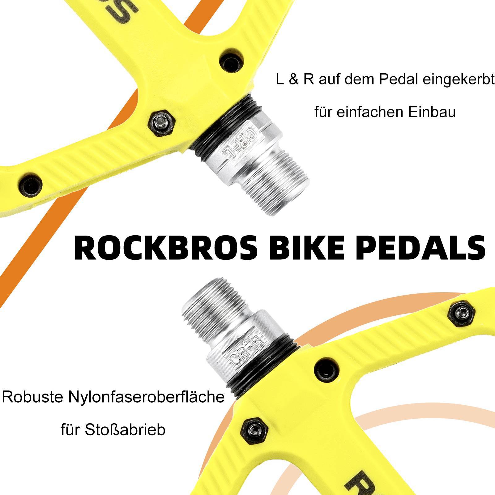 ROCKBROS Fahrradpedale Nylon Flat Pedale 9/16 Zoll mit 3 Bearing