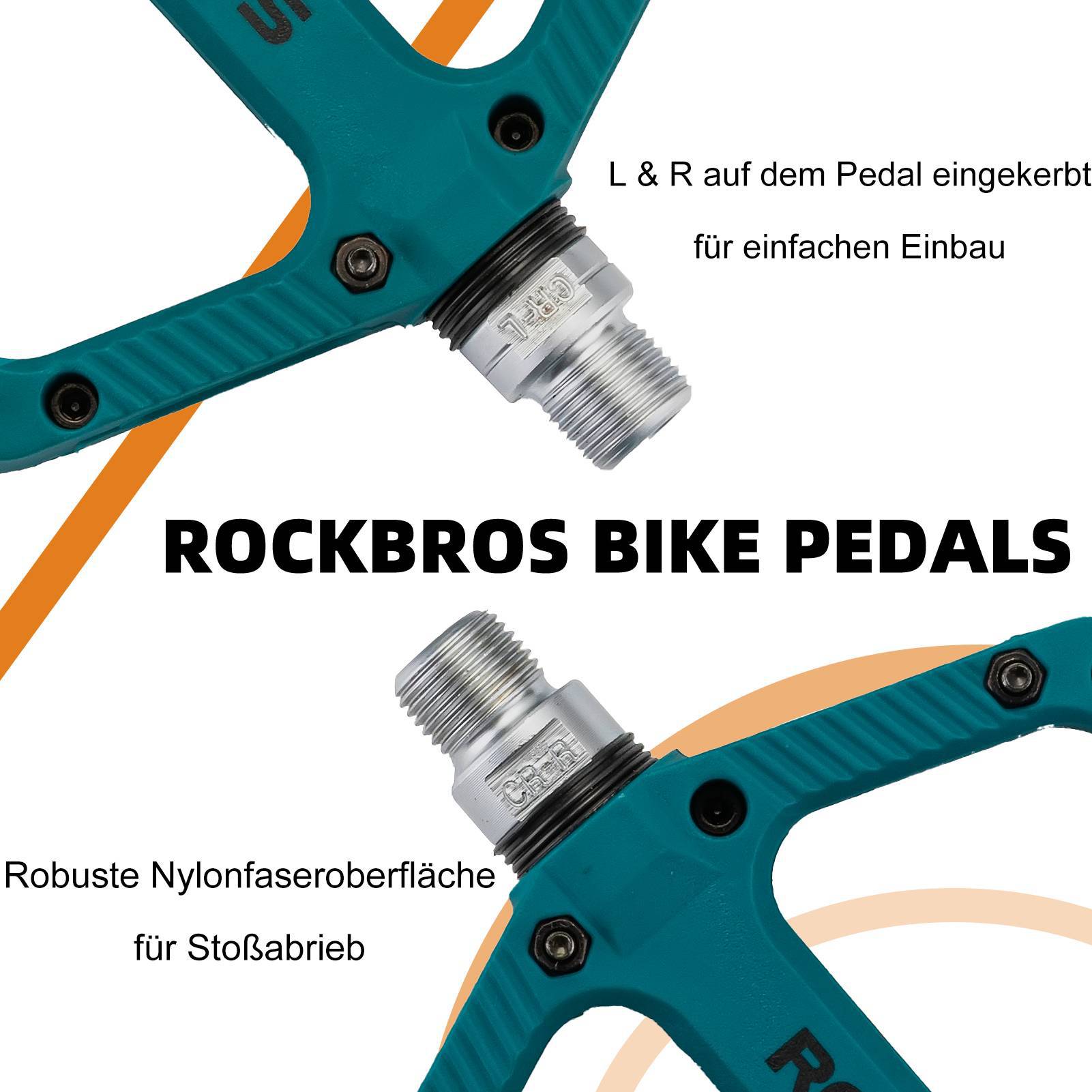 ROCKBROS Fahrradpedale Nylon Flat Pedale 9/16 Zoll mit 3 Bearing