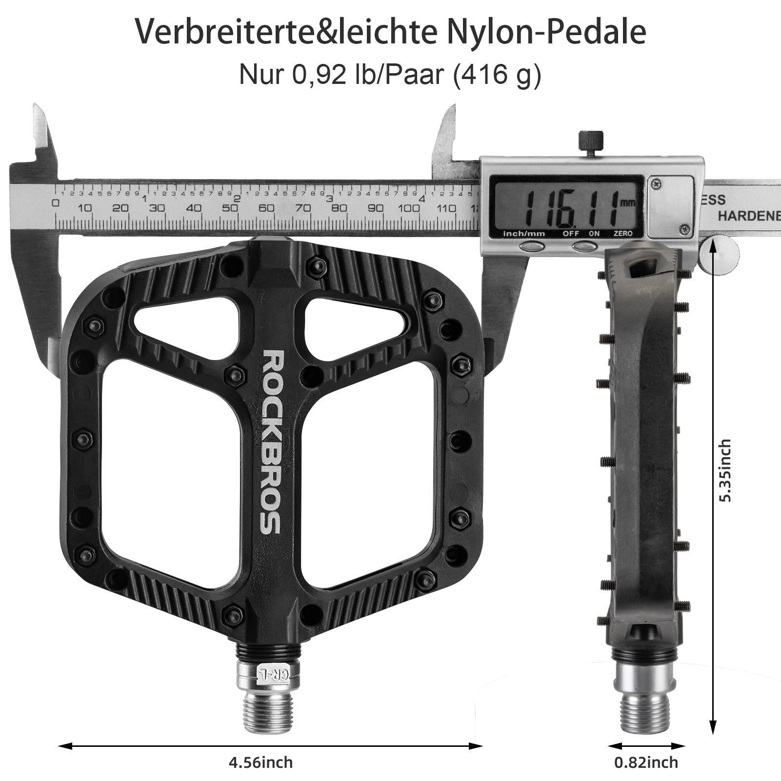ROCKBROS Fahrradpedale Nylon Flat Pedale 9/16 Zoll mit 3 Bearing