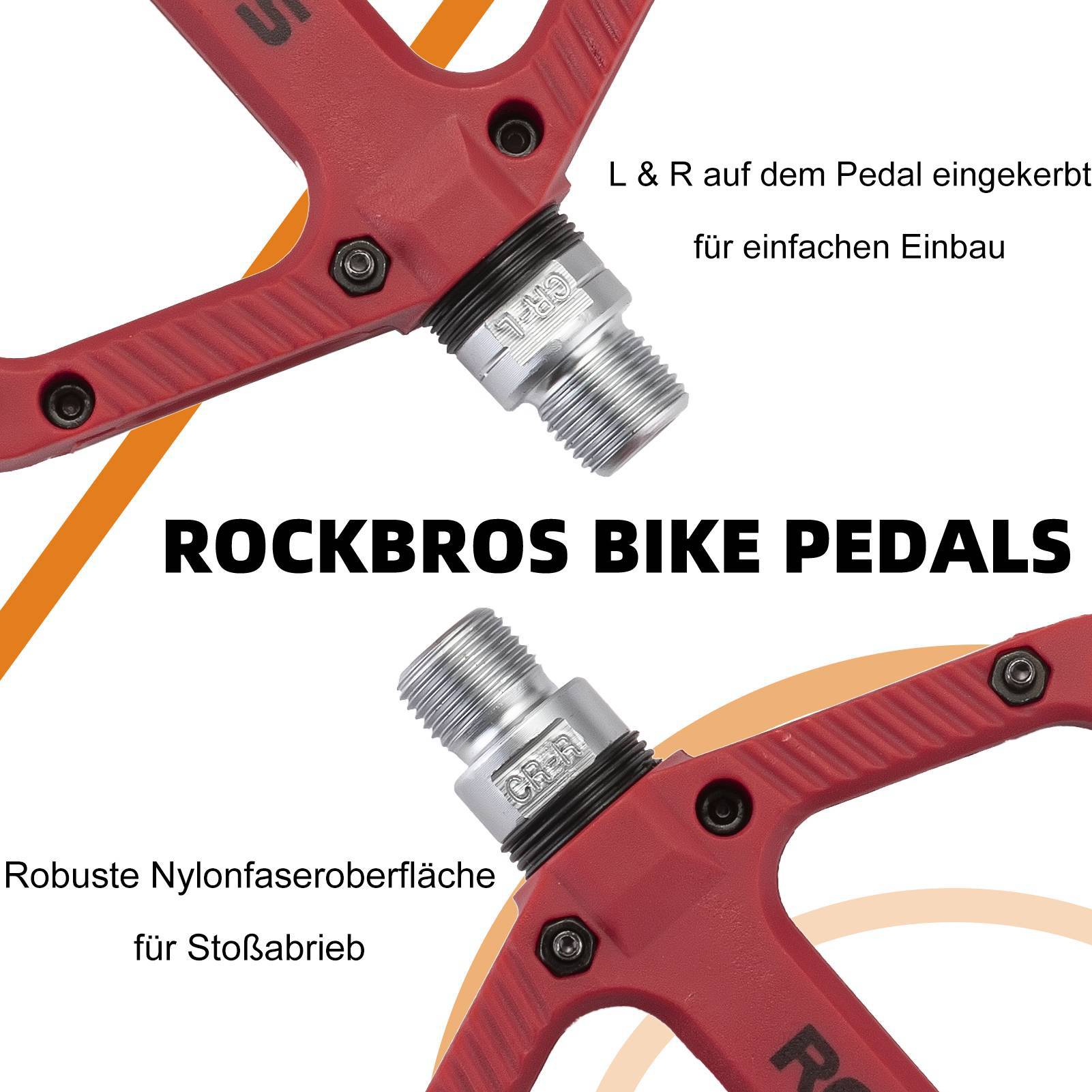 ROCKBROS Fahrradpedale Nylon Flat Pedale 9/16 Zoll mit 3 Bearing