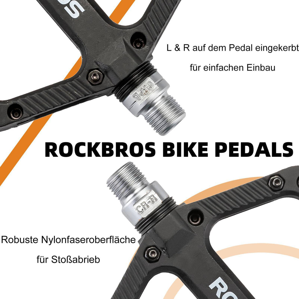 ROCKBROS Fahrradpedale Nylon Flat Pedale 9/16 Zoll mit 3 Bearing