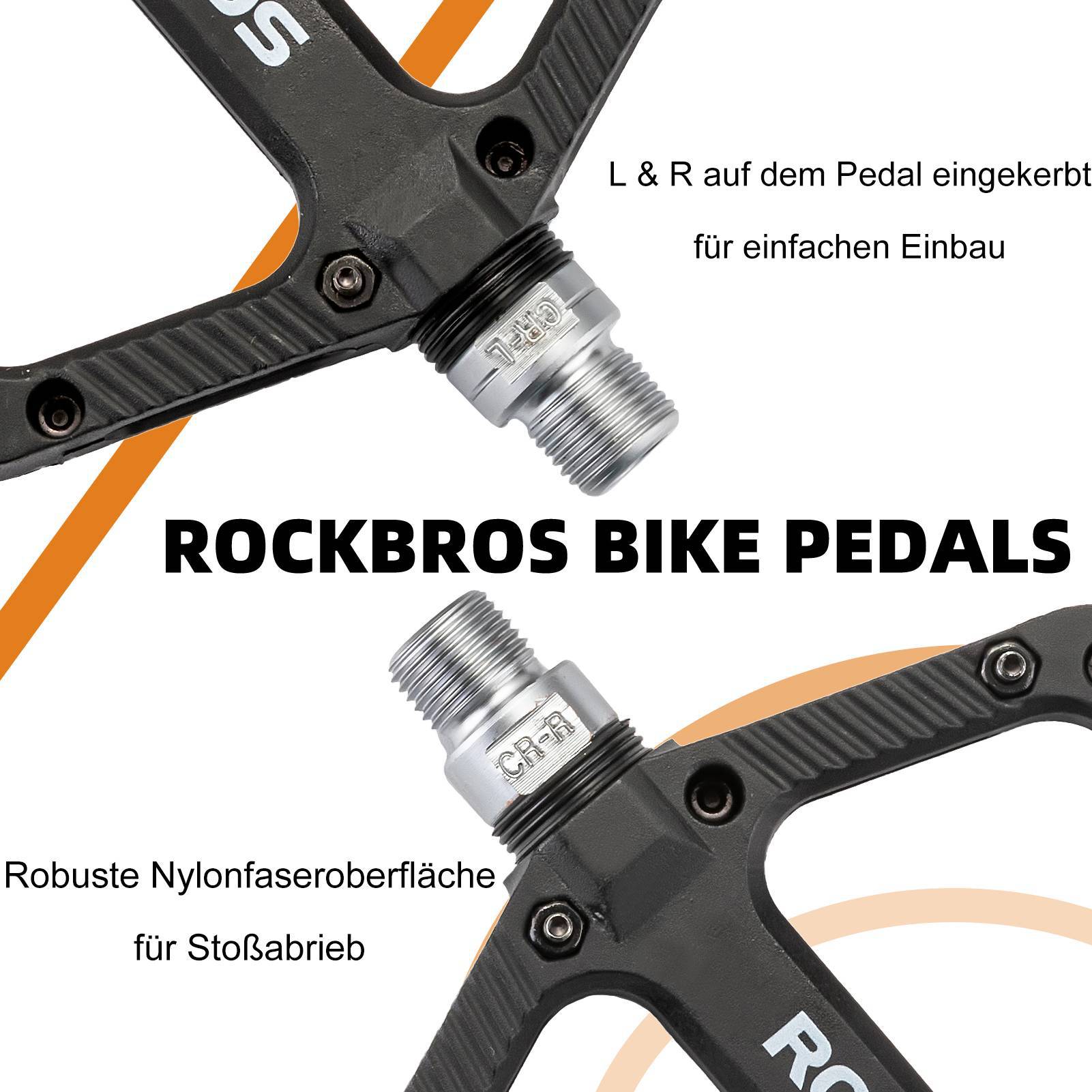 ROCKBROS Fahrradpedale Nylon Flat Pedale 9/16 Zoll mit 3 Bearing