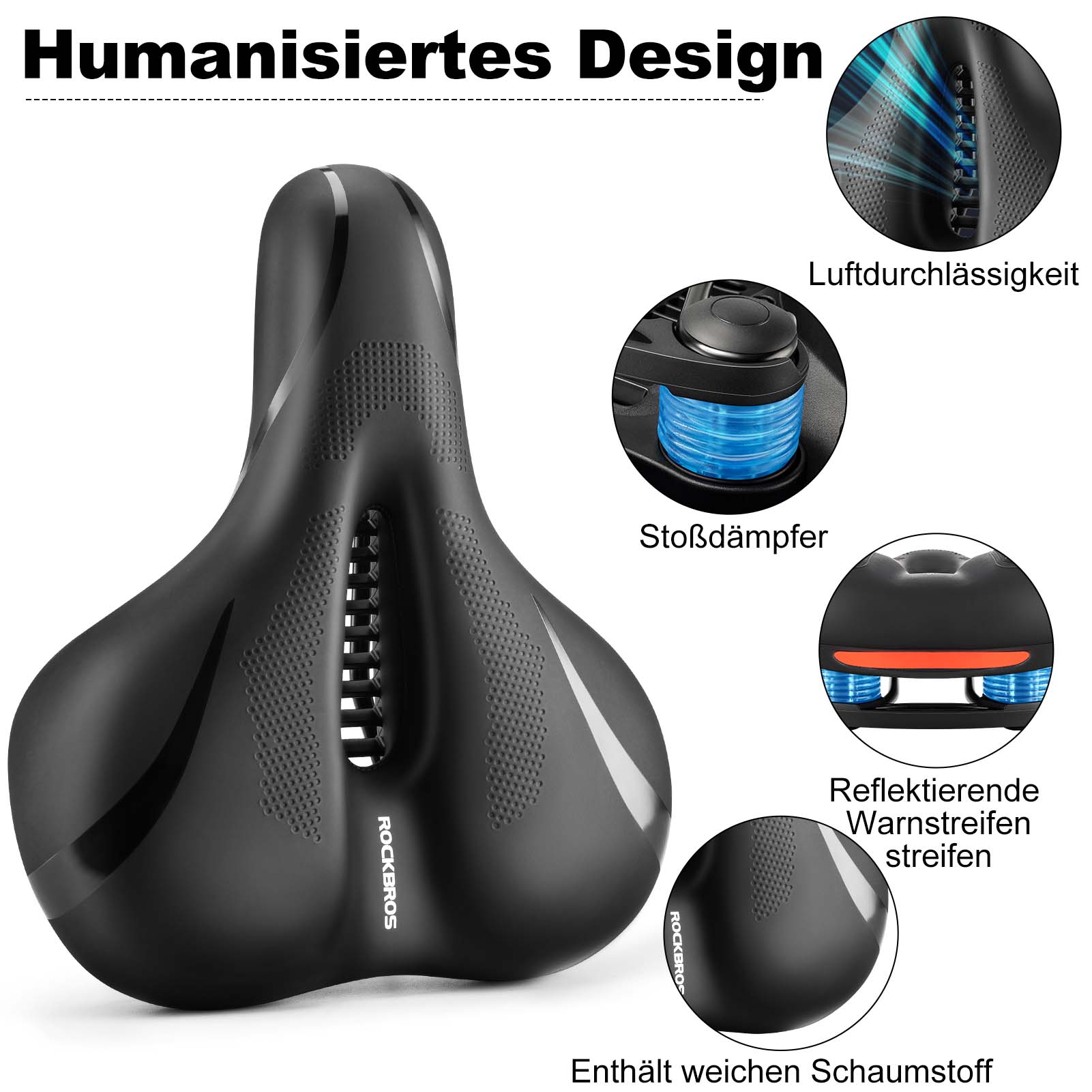 ROCKBROS Fahrradsattel Memory Foam Atmungsaktiv Gel Sattel