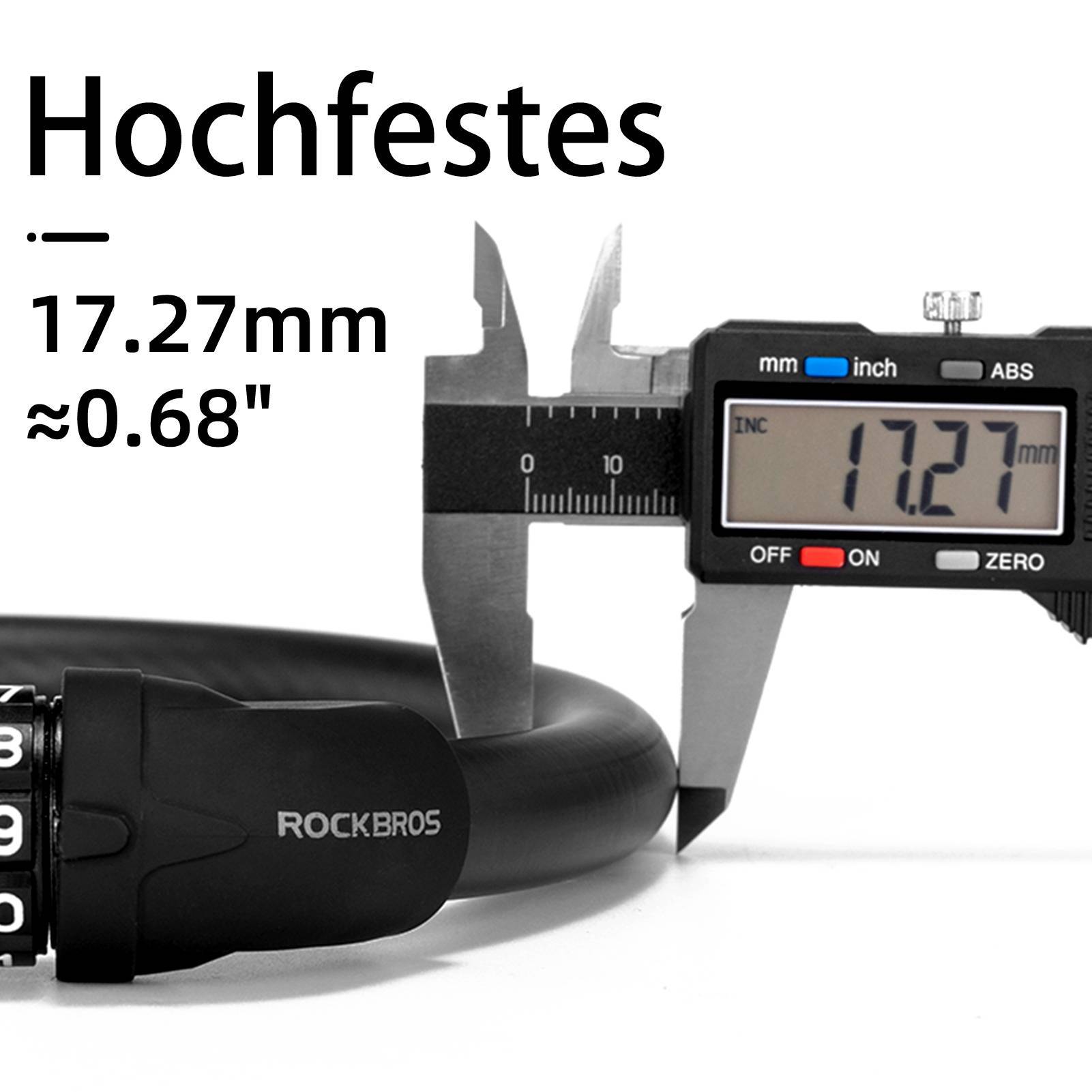 ROCKBROS Fahrradschloss 5-stelliges Kabelschloss