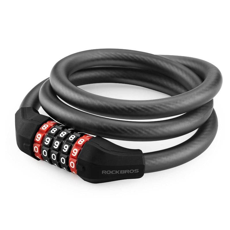 ROCKBROS Fahrradschloss mit 5-stelligem Zahlencode aus PVC und Stahl
