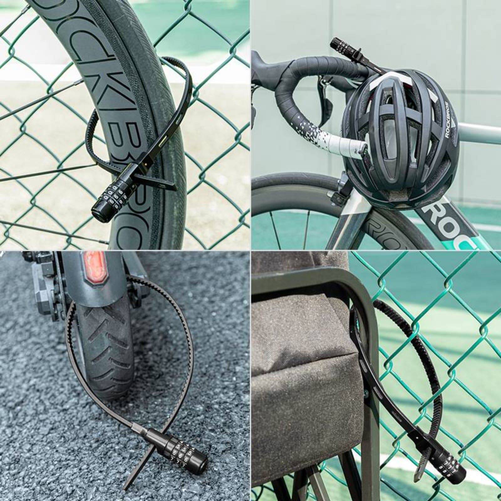 ROCKBROS Fahrradschloss Multifunktion mit Zahlencode Helmschloss
