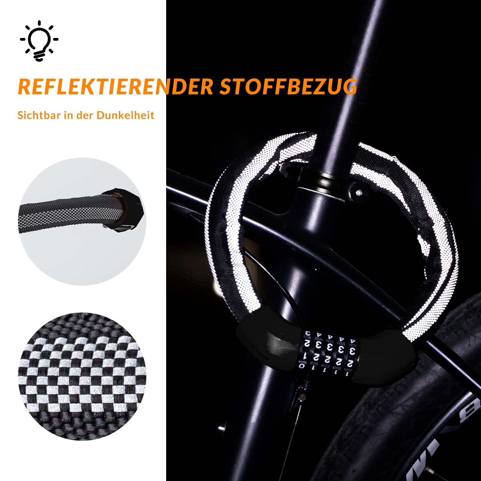 ROCKBROS Fahrradschloss Zahlenschloss 19mm Dickes