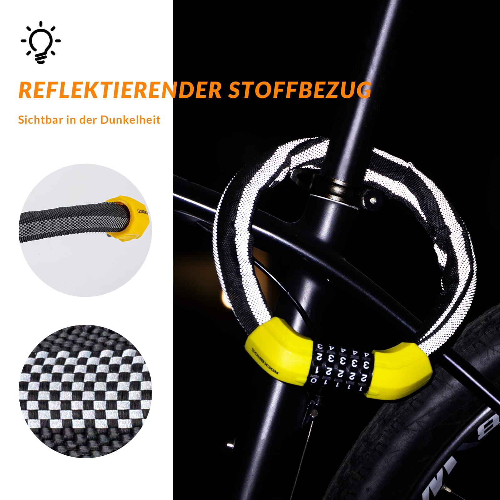 ROCKBROS Fahrradschloss Zahlenschloss 19mm Dickes