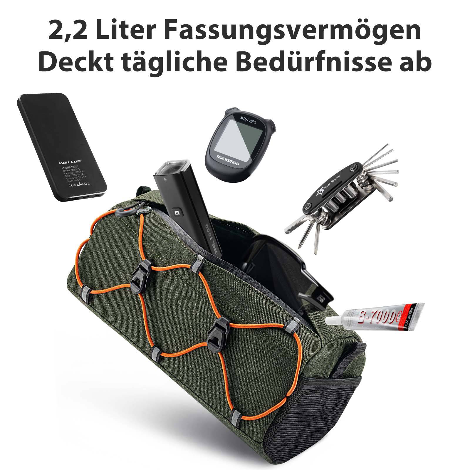 ROCKBROS Fahrradtasche Lenkertasche 2,2L mit Schultergurt in 6 Farben