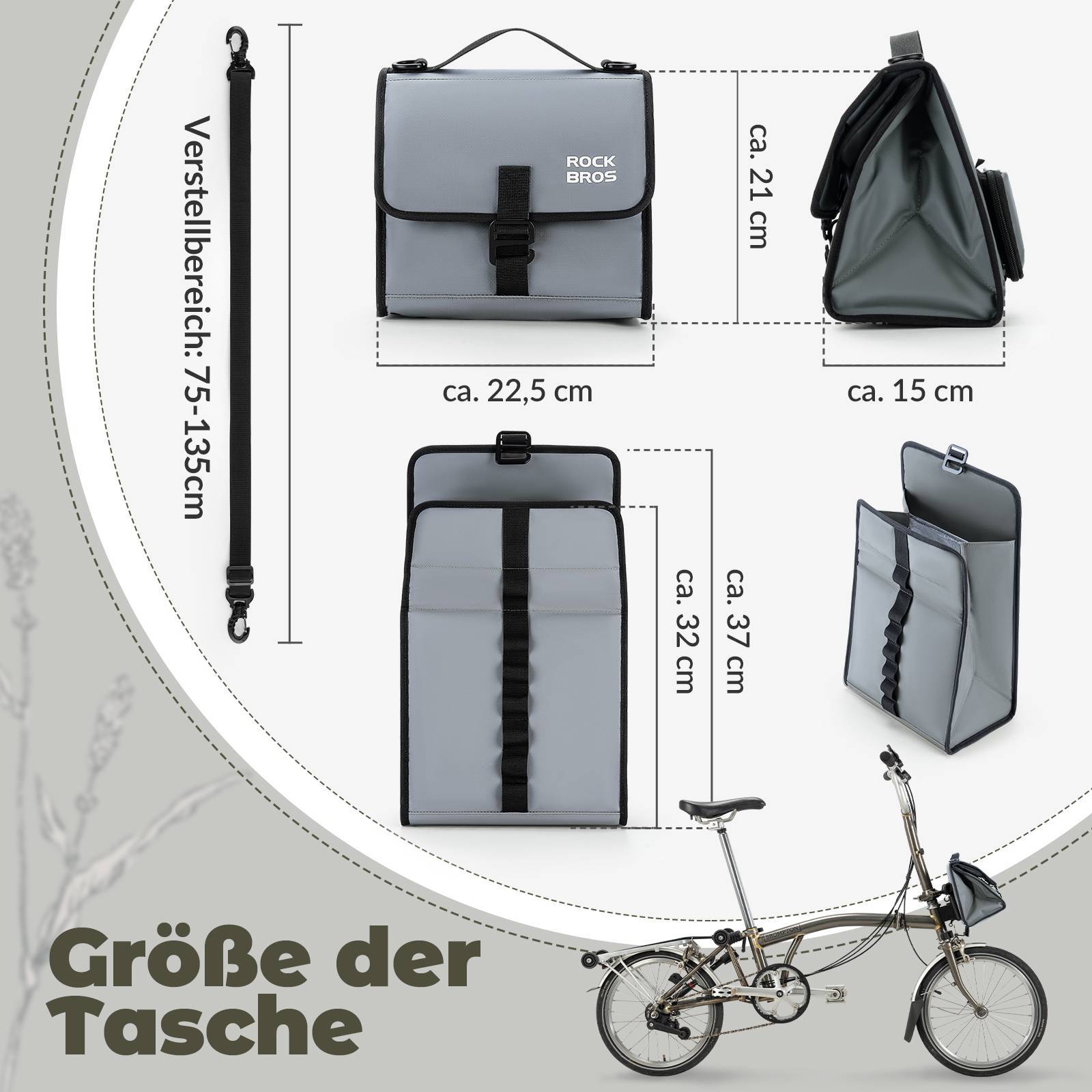 ROCKBROS Fahrradtasche Lenkertasche Fronttasche mit Schultergurt