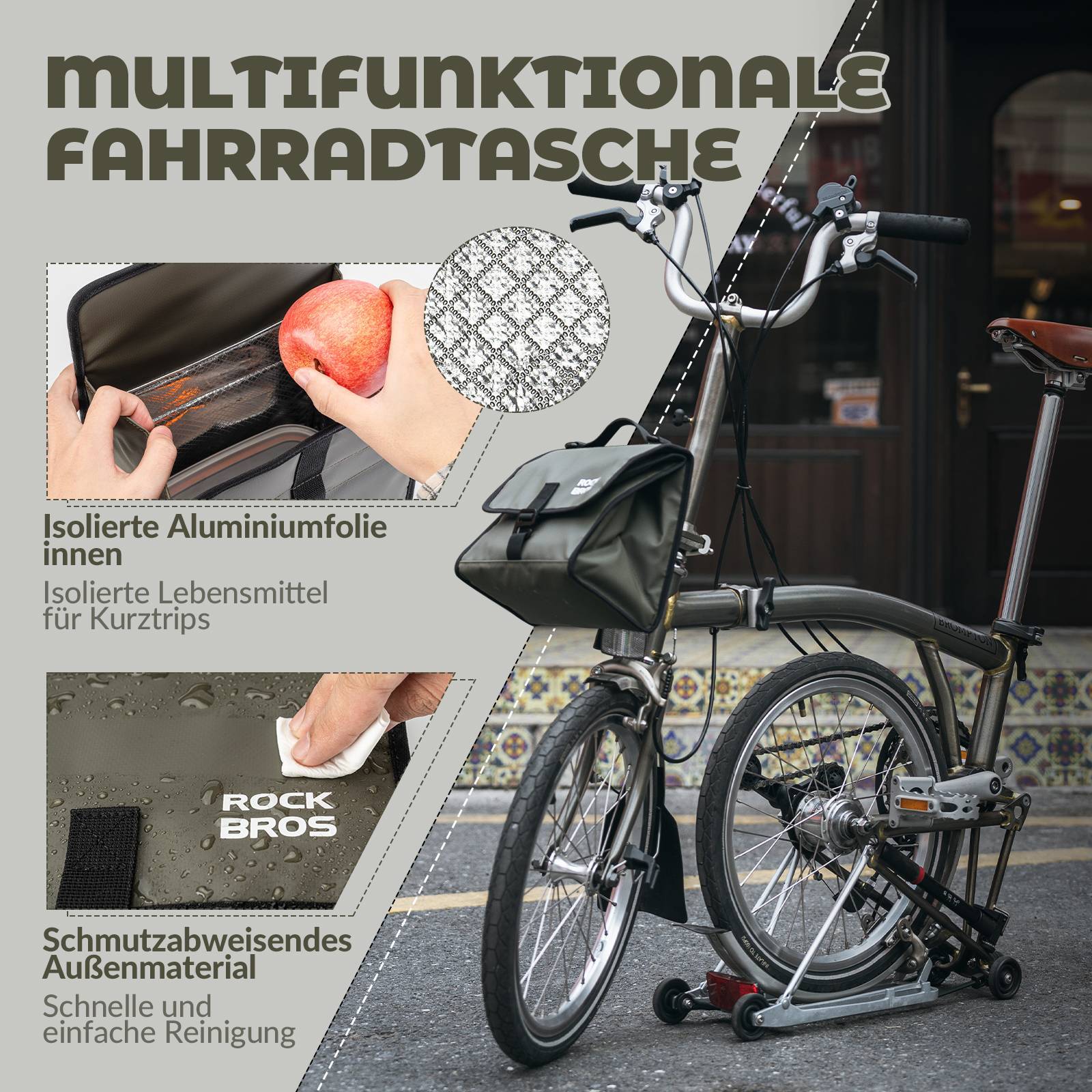 ROCKBROS Fahrradtasche Lenkertasche Fronttasche mit Schultergurt