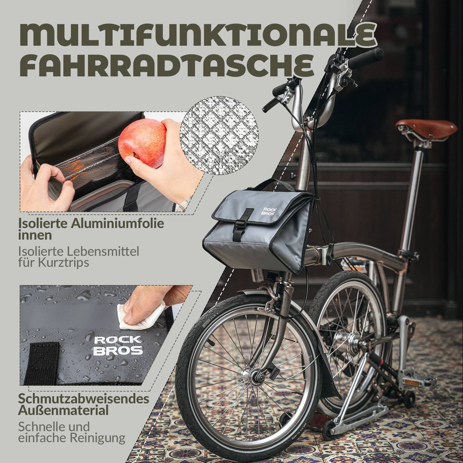 ROCKBROS Fahrradtasche Lenkertasche Fronttasche mit Schultergurt